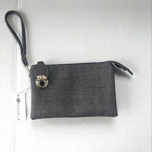 Caracol VEGAN TEXTURED LEATHER "GREY TWEED LOOK" CROSSBODY BAG WRISTLET …